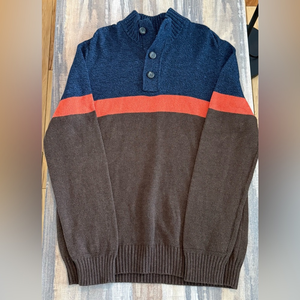American Eagle Outfitters Color Block Sweater Navy/Brown/Orange